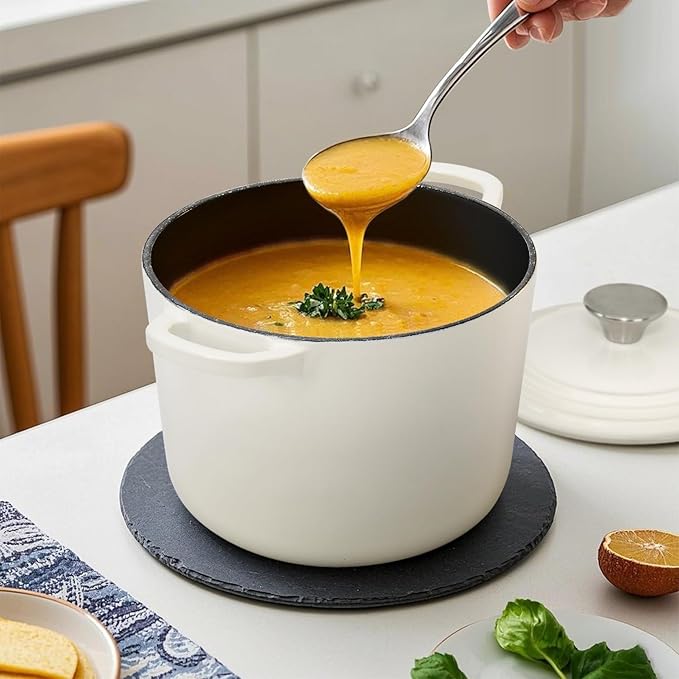 Dutch Oven Pot with Lid 2.8 qt Cast Iron Dutch Oven for Bread Baking White Enameled Cast Iron Rice Pot with Handels