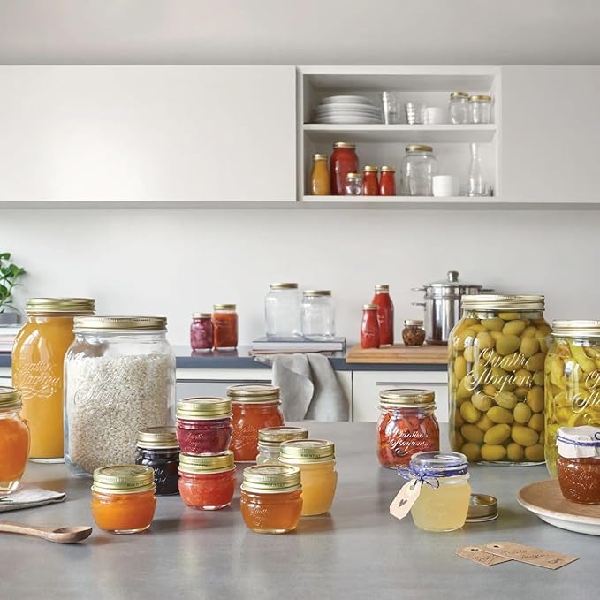Bormioli Rocco Quattro Stagioni Amphora Small Glass Canning Jar with Lid, 17 oz., Set of 12