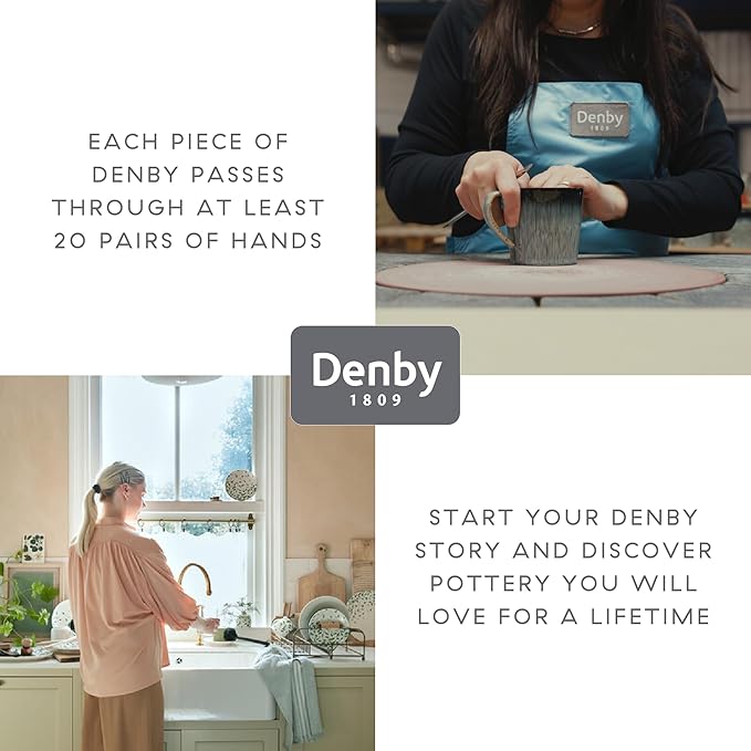 Denby - Elements Stone White Dinner Set For 4-12 Piece Simple Ceramic Stoneware Tableware Set - Dishwasher Microwave Oven Safe - Scratch Chip Resistant