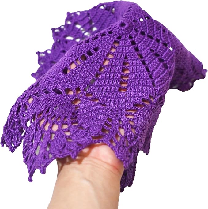 BIBITIME 15 inches- 16 inches Tulip Flower Doilies Lace Doilies Kitchen Table Doily Mats Tablecloth Handmade Crochet Placemats Vase Dish Plate Mat (1 PC,Dark Purple)