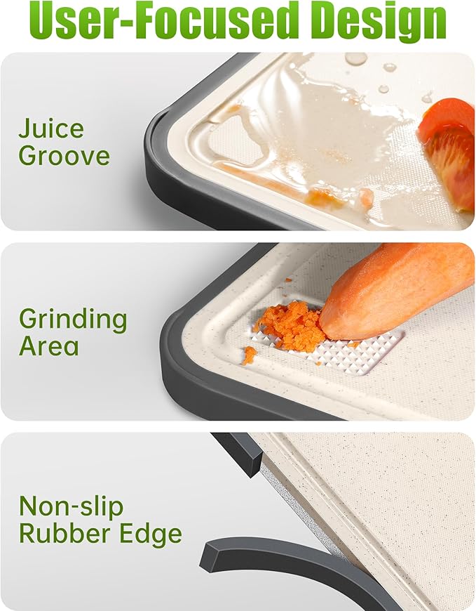 Stainless Steel Cutting Boards for Kitchen, Non Toxic 2-in-1 Cutting Board Double Sided, Chopping Boards for Fresh Meat Vegetable, Easy to Clean Large Size 16”×11”