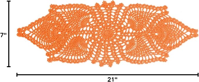 BIBITIME 7 in x 21 in Crochet Lace Table Doilies Eyes Flower Doily Kitchen Vase Place Mats,Pack of 1PC,Orange