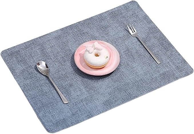 Anti Crease PU Leather Placemat Waterproof Heat- Wipeable Dining Table Mats for Home Kitchen(Rectangle C)