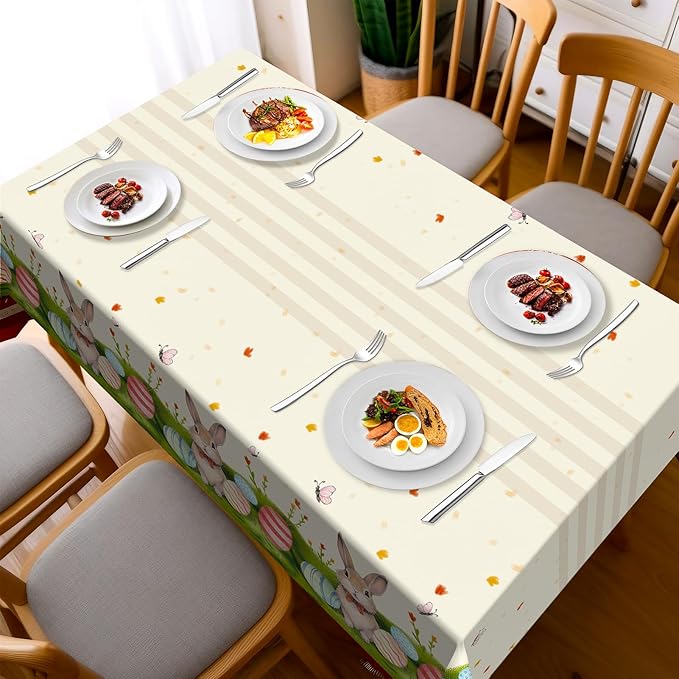 Easter Tablecloth Decorations for Party,3 Pack Disposable Plastic Tablecloth 54"x108" Easter Bunny Table Cloths for Party Supplies,Holiday Table Cover for Home Picnic Outdoor Dinner Dining Decoration