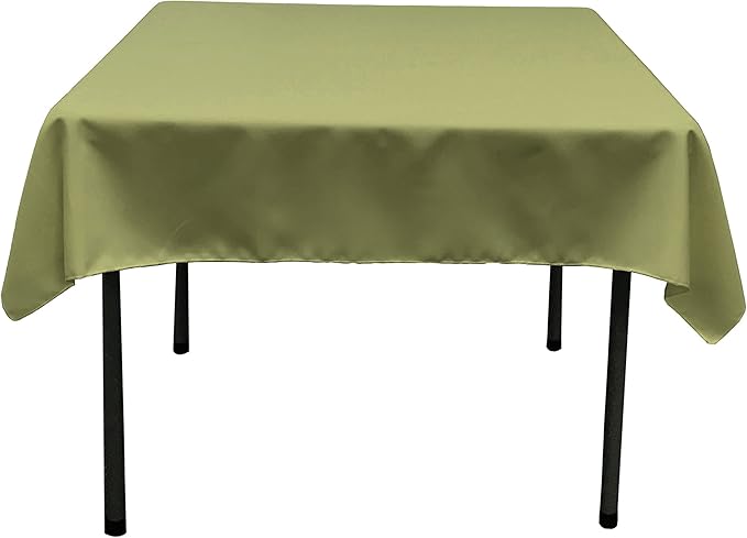 LA Linen Polyester Poplin Washable Square Tablecloth, Stain and Wrinkle Resistant Square Table Cover 52x52, Fabric Table Cloth Square for Dining, Kitchen, Party, Holiday 52 by 52-Inch, Sage Dark