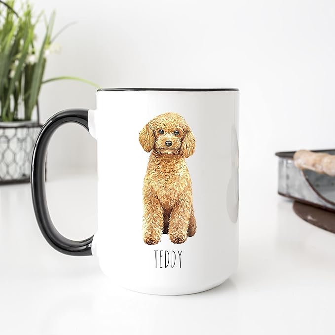 Poodle Custom Coffee Mugs with Name for Dog Mom Dad - Personalized Gifts for Best Friends - Grandma Grandpa Present (Poodle)