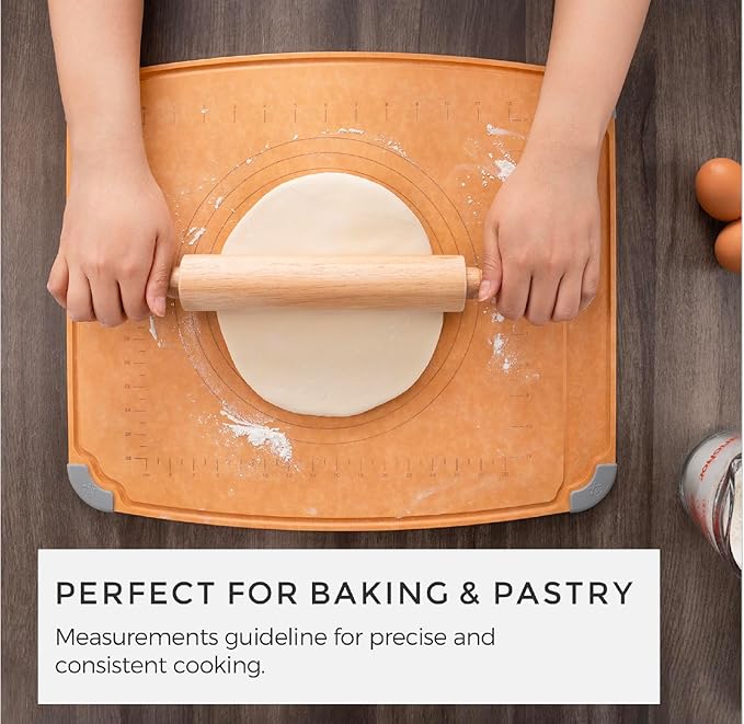 Elihome Essential Baking Pastry & Cutting Board for Kitchen, Wood Fiber Cutting Board for Kitchen, Knife Friendly, Dishwasher Safe, Non-Slip Feet, Juice Groove, Non-Porous, Eco Friendly, 15" x 18"