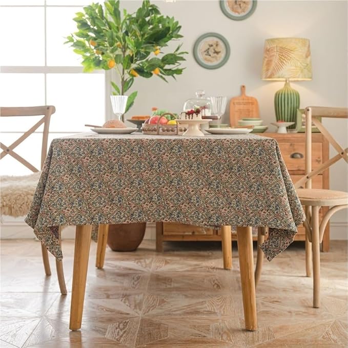 Rectangular Tablecloth Jacquard Geometric Ethnic Style Tablecloth Thick Tablecloth Suitable for Restaurant Camping(Style6,140 * 300cm)