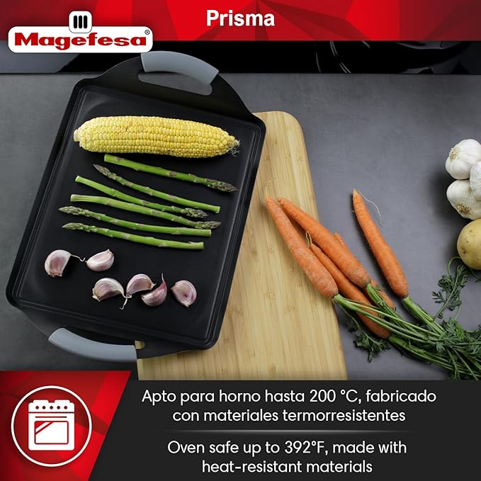 Magefesa Prisma 10.8-inch Teppanyaki Griddle Pan, made of 18/10 Stainless Steel, Triple Layer Nonstick Coating, Suitable for all types of Stovetops, Dishwasher & Oven Safe up to 392 ºF