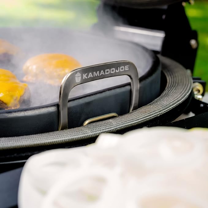 Kamado Joe Karbon Steel Pre-Seasoned Carbon Steel Non-Stick Flat-Top Griddle with Stainless Steel Handles for Big Joe 24-inch Charcoal Grill and Smokers, Model KJ15094622