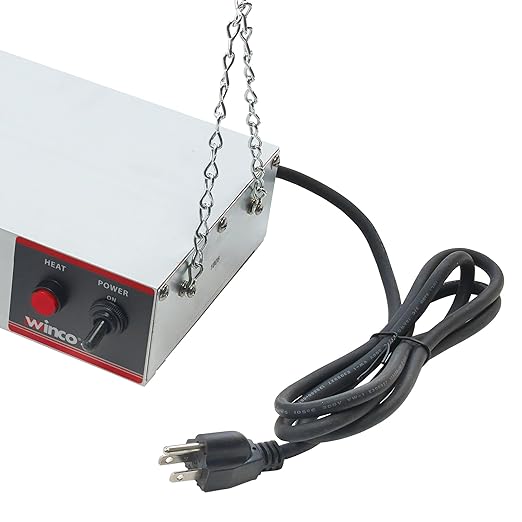 Winco Food Heat Lamp Strip Heater with Undermount Brackets, 1100W, 48"