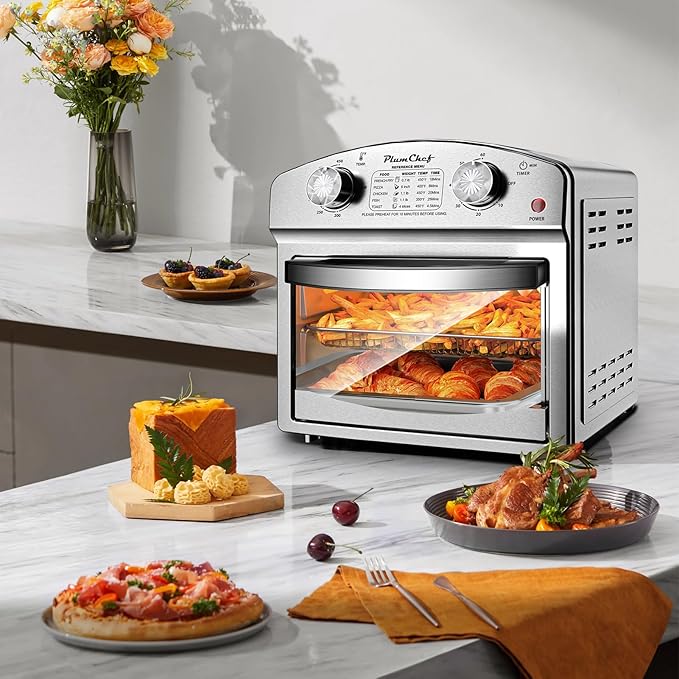 Air Fryer,13QT,360° Hot Air Circulation for Healthy Oil-Free Cooking，Multifunctional Convection Toaster Oven Air Fryer Combo, Time Control Contertop Oven & Stainless Steel Adjustable Temp