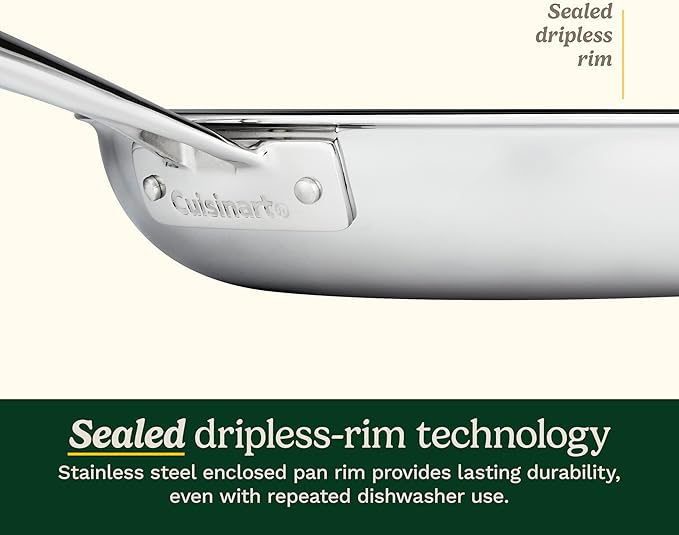 Cuisinart FusionElite+ Nonstick Tri-Ply Stainless Steel Skillet, 10″ Skillet Frying Pan with PURELYSEAR Ceramic Nonstick Technology, Scratch Proof, Cool Grip Handles, Dishwasher Safe