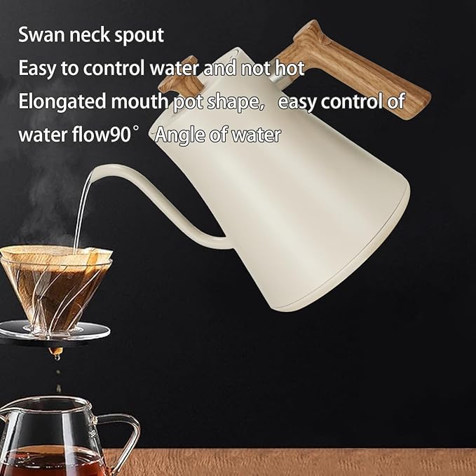 Electric Kettles, Gooseneck Electric Kettle, ±1℉ Temperature Control, Stainless Steel Inner, Quick Heating, for Pour Over Coffee, Brew Tea, Boil Hot Water, 0.9L (White)