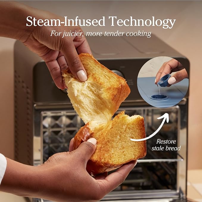 Our Place Wonder Oven | 6-in-1 Stainless Steel Air Fryer Toaster Oven Combo with Basket, Rack, Pan & Tray | Compact 13 QT Countertop Capacity - Toast, Roast, Bake, Reheat, Broil & Steam | Char