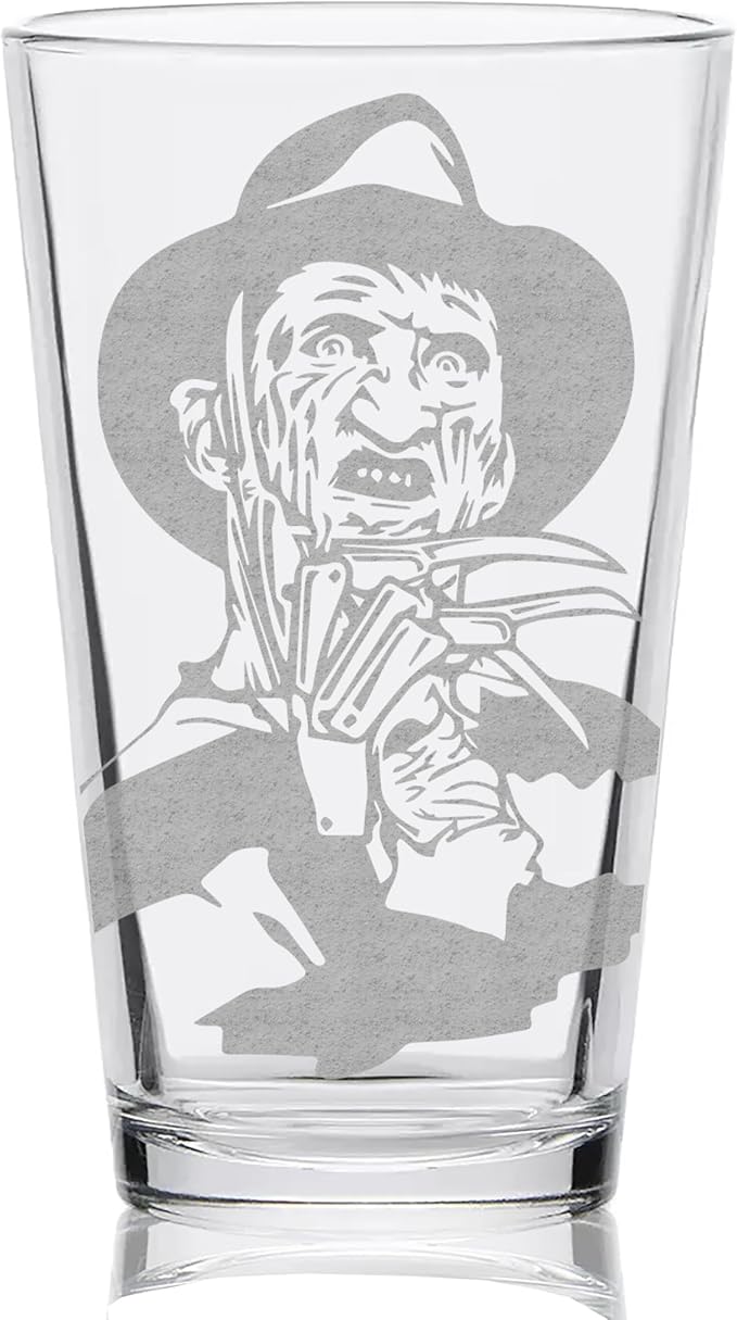 LumEngrave FREDDY KRUEGER Engraved Pint Beer Glass | Inspired by Horror Film Classic Scary Movies | Great Holiday Gift Idea!