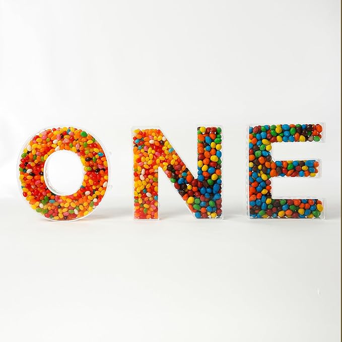 Fillable Alphabet Acrylic Tray Letter Candy Jar Reusable Party Food Jar with Magnetic Lid 10-Inch Sealed Decorative Box (D)