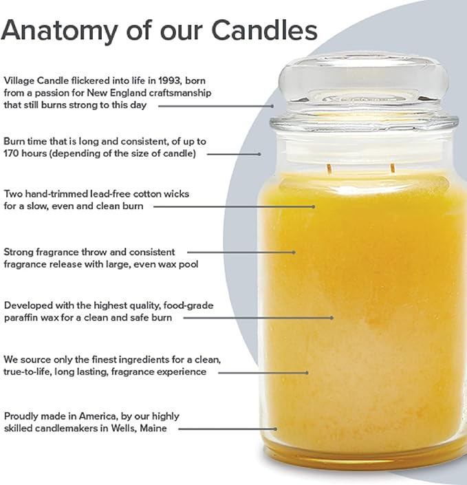 Village Candle Balsam Fir Medium Glass Apothecary Jar Scented Candle, (16 oz), Green
