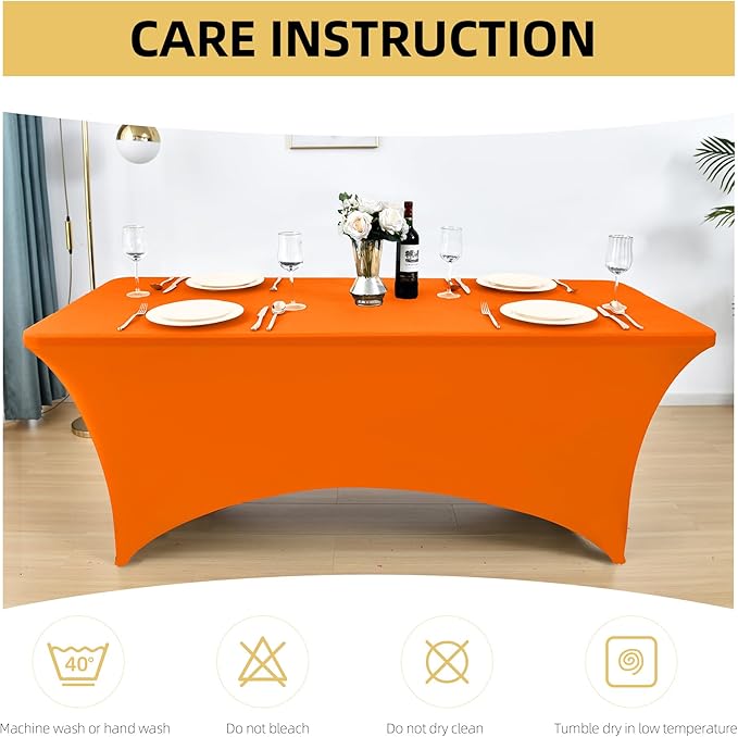 10-Pack 6ft Spandex Table Covers for Rectangle Standard Folding Tables - Wrinkle Resistant Stretch Tablecloths - Ultimate Fitted Table Protector for Parties, Banquet, Wedding