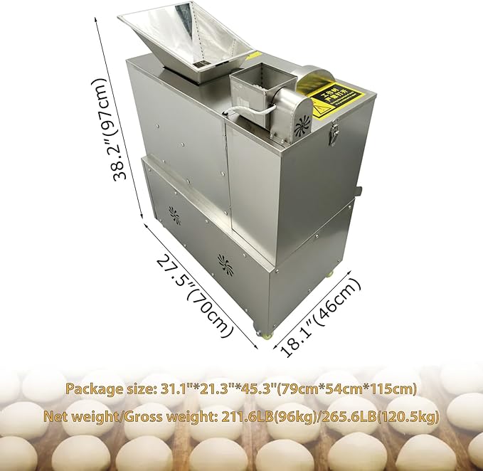 Dough Divider Machine, Commercial 70g-300g Adjustable Dough Dividing Machine, Multifunctional Electric Stainless Steel Bakery Equipment for Bread, Pizza, Dumplings 110V