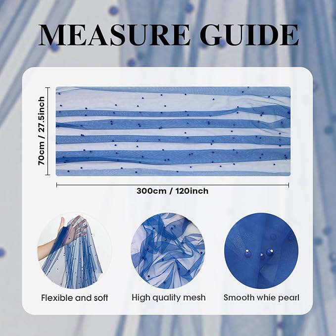 Artoid Mode Pearl Light Bule Gauze Table Runner 120 Inch, Seasonal Sheer Dining Holiday Wedding Birthday Baby Shower Table Decor for Home Party
