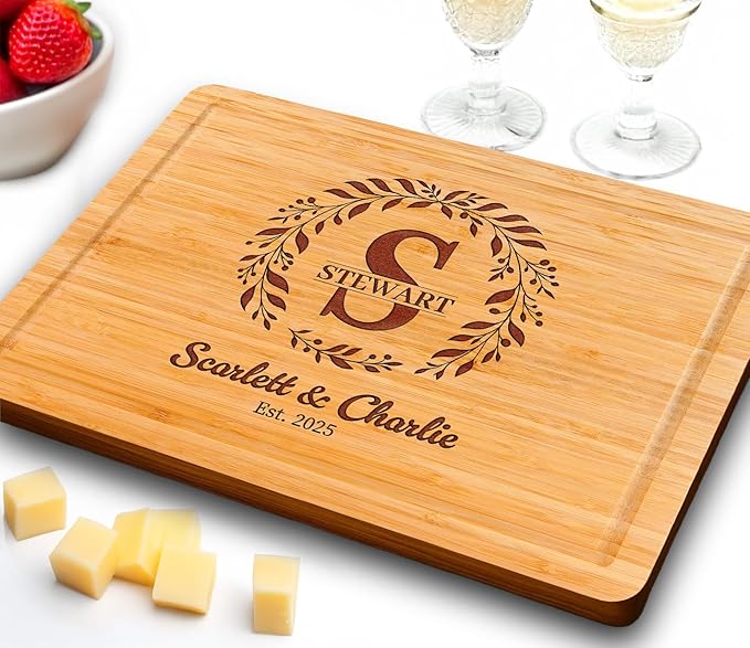 Wedding Gifts for Couples 2026 – Personalized Engraved Cutting Board, Customized Walnut Charcuterie Board, Unique Anniversary, Christmas, Bridal Shower, Housewarming and Engagement Gift Idea