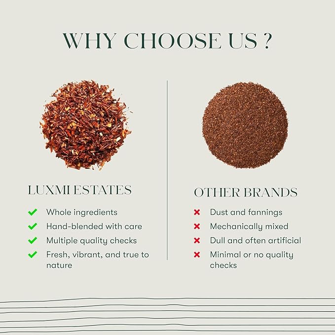 Luxmi Estates - Rooibos Chai - Organic Rooibos Tea with Spices - Loose Leaf - 100g (50 Cups), Limited Fall Tea with Cinnamon, Cardamom and Clove, Perfect for Relaxation
