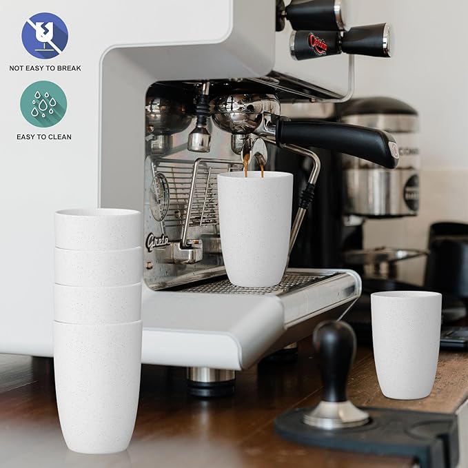 Wrova Wheat Straw Cups 6 Set of 6 Good Alternative to Plastic Reusable Cups 20 oz Unbreakable Drinking Cup Reusable Dishwasher Safe Water Plastic Glasses - White
