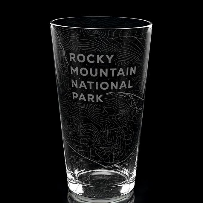ESTES PARK COLORADO Engraved Pint Glass | Great Ski Resort Mountain Topography Map Gift Idea!