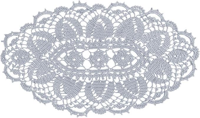 BIBITIME Lace Tablecloth Doily Handmade Crochet Placemat Women Vase Mat Kitchen Table Runner (4PCS- 12 x 22 in, Light Grey)