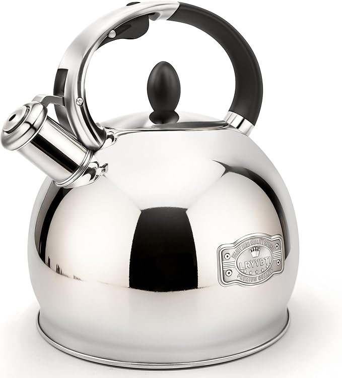 Whistling Tea Kettle for Stovetop, (2.64 Quart-Mirror） Food Grade Stainless Steel Teapot of 5-layer base