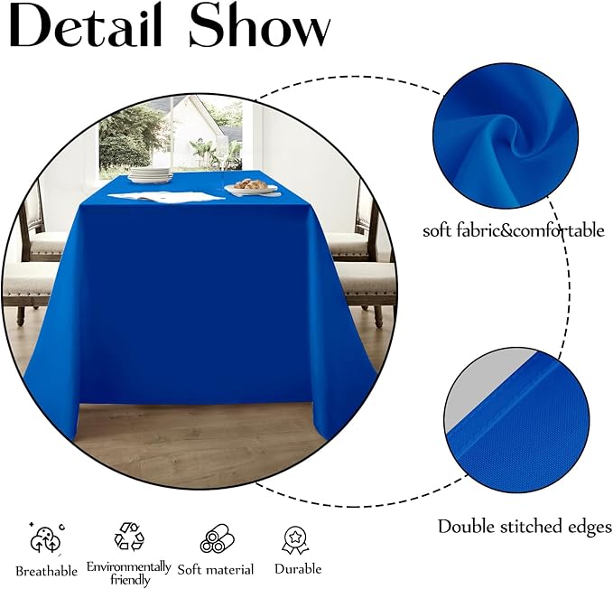 Rectangle Tablecloths 60x120 Inch 6 Pack Royal Blue Tablecloth for 6ft Washable Decorative Linen Polyester Table Cloths for 8ft Dining Table Banquets Buffet Parties and Wedding