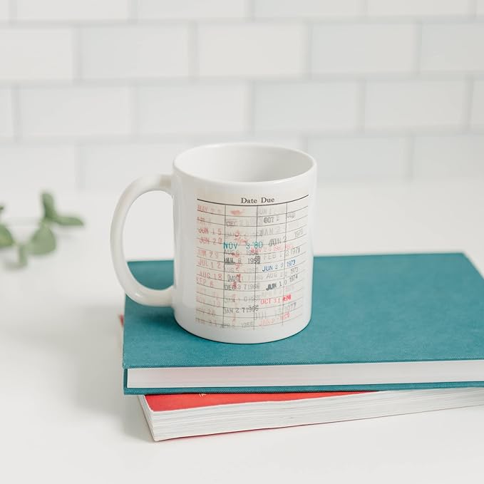 Joyful Moose Library Due Date Card Coffee Mug - Gift for readers, librarians