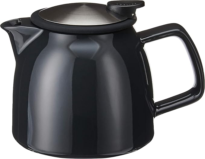 FORLIFE Bell Ceramic Teapot with Basket Infuser, 26-Ounce/770ml, Black Graphite