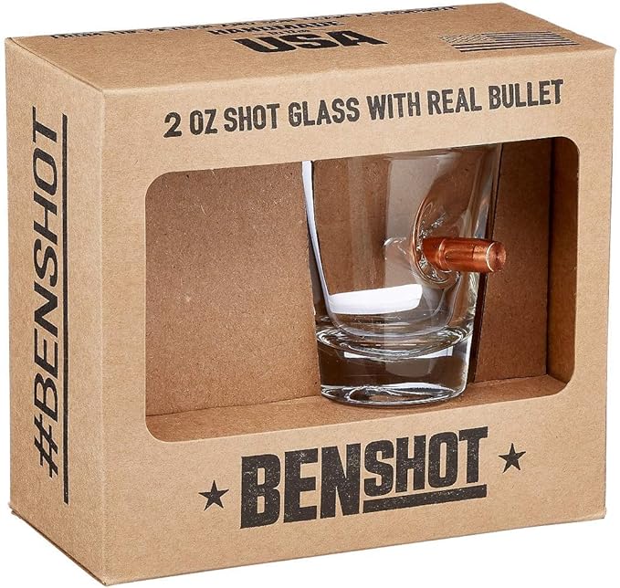 BenShot 'Merica Shot Glass with Real .308 Bullet - 2oz | Made in the USA