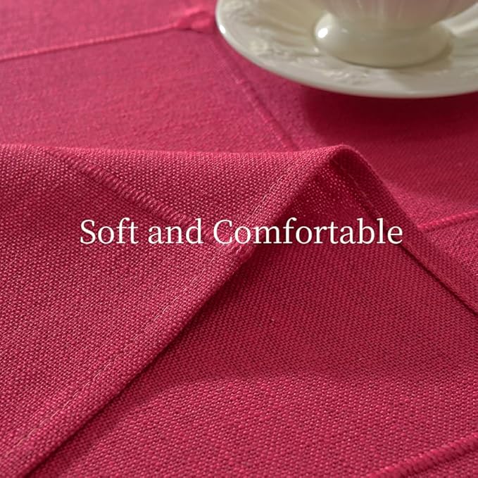 Zobesta Red Table Cloth Rectangle Table 70 x 53 Inch, Cotton Red Linen Tablecloth Rectangle Heavy Weight Washable Soft Boho Tablecloth for Outdoor, Party, Holiday, Picnic, Dining