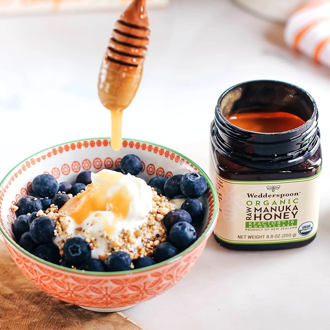 Wedderspoon Raw Organic Manuka Honey KFactor 16+, 8.8 Oz, Unpasteurized, Genuine New Zealand Honey, Multi-Functional, Non-GMO Superfood, Organic Kfactor, Traceable from Our Hives to Your Home