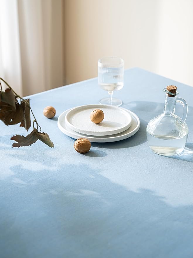 Blue Linen Table Cloths for Rectangle Tables Farmhouse Neutral Tablecloth Rectangular Kitchen Decoration Dining Table Cover Washable 60x102