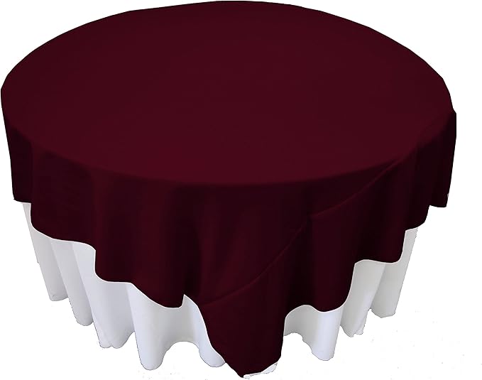 LA Linen Polyester Poplin Washable Square Tablecloth, Stain and Wrinkle Resistant Table Cover 90x90, Dinning, Kitchen, Party, Holiday 90 by 90-Inch, Burgundy, TCpop90x90_BurgundyP17