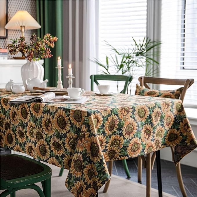 Rectangular Tablecloth Cherry Jacquard Tablecloth Thick Tablecloth Suitable for Restaurant Camping(Style3,140 * 260cm)