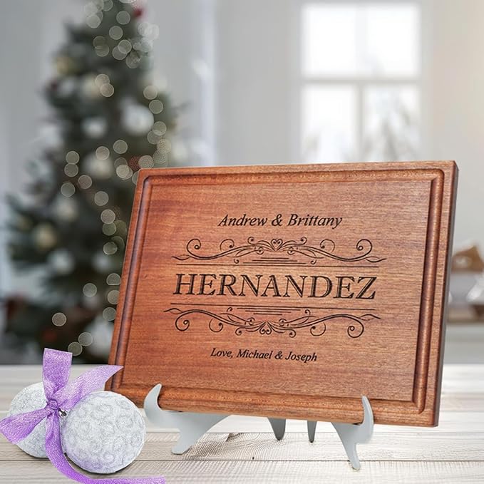 Straga Personalized Cutting Board-Custom Engraved Charcuterie Board-Best Wedding Gift Idea for Couples 2026, Newlyweds-Anniversary,Housewarming,Handcrafted in USA-Premium Walnut,Mahogany Hardwood 002