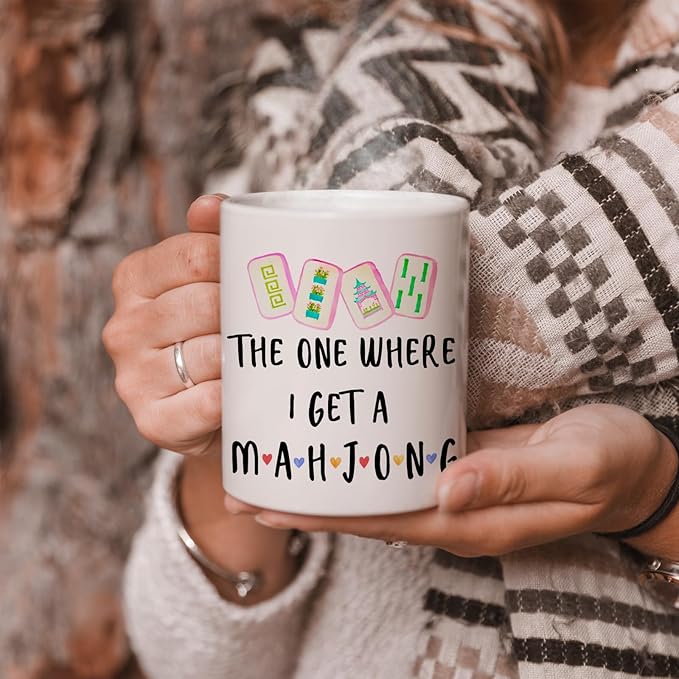 Mahjong Lover Gifts Mug, Mahjong Gifts for Women Coffee Cup Ceramic, Gift for Mah Jong Players Lovers, Mah Jong Accessories Ceramic Coffee Tea Mug 11 oz