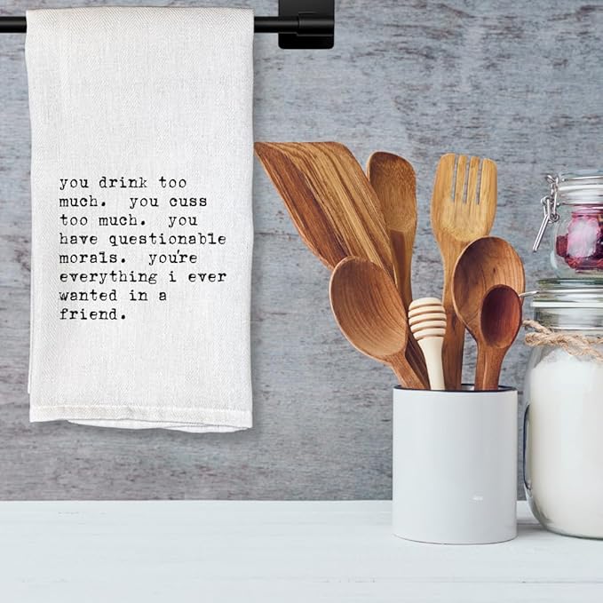 Funny Kitchen Towel for Drying Dishes and Hands - 20"x25" Soft Tea Towel (Everything I Ever Wanted)