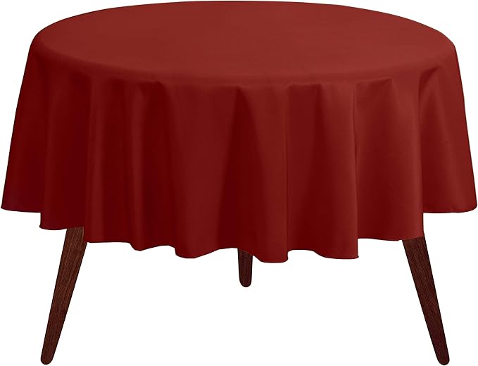Gee Di Moda Round Tablecloth - 90 Inch Burnt Orange Round Table Cloth for 30 to 60 Inch Round Tables - Heavy Duty Washable Fabric - for Buffet Table, Holiday Party, Dinner, Wedding & Baby Shower