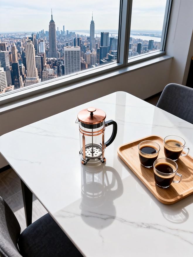 Coffee Maker 304 Stainless Steel French Press with 4 Filter, Heat Resistant Durable, Borosilicate Glass Coffee Press, 100% BPA Teapot, 34ounce, copper