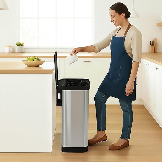 Glad Stainless Steel Step Trash Can with Clorox Odor Protection | Large Metal Kitchen Garbage Bin with Soft Close Lid, Foot Pedal and Waste Bag Roll Holder, 20 Gallon, Stainless