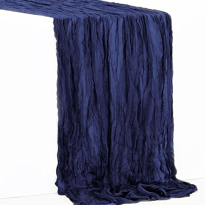 6 Pack Navy Blue Cheesecloth Table Runner 35x120 Inch 10Ft Rustic Gauze Cheese Cloth Table Runner Sheer Cheesecloth Table Runners for Wedding Party Bridal Shower Decoration