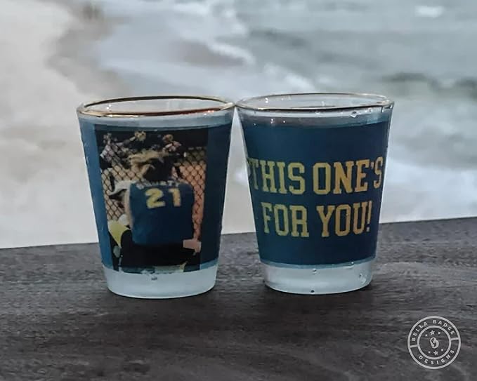 Custom Shot Glasses with Photo – Personalized Picture Gift, Gold Rim