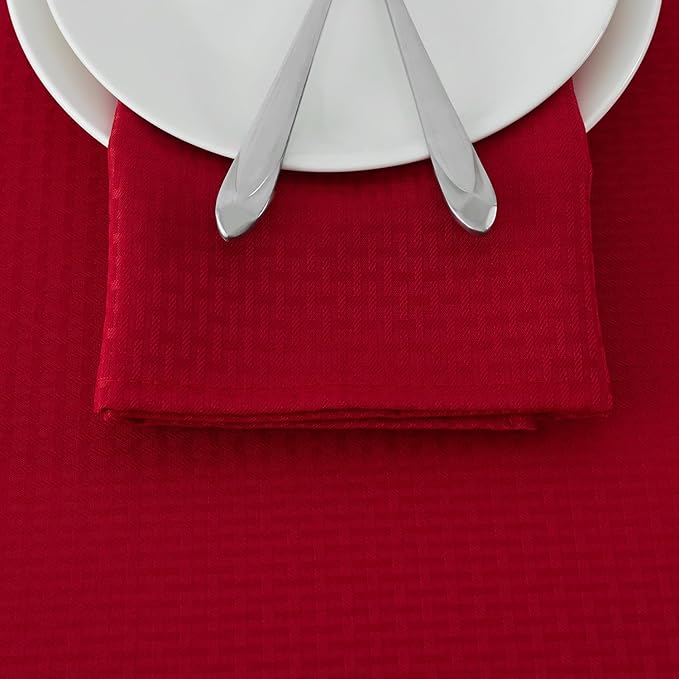 maxmill Jacquard Cloth Napkins 20 x 20 Inch Weaved Texture Pattern Soft Comfortable and Luxury Serviette for Christmas Family Dinners Parties and Banquets Set of 4 Pieces, Red