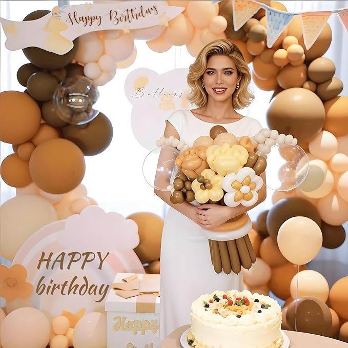 KAWKALSH 260 Coffee Brown Long Balloons for Balloon Garland Thickening Skinny Latex Twisting Animals Modeling Christmas Birthday Wedding Party Festival Decorations 100pcs